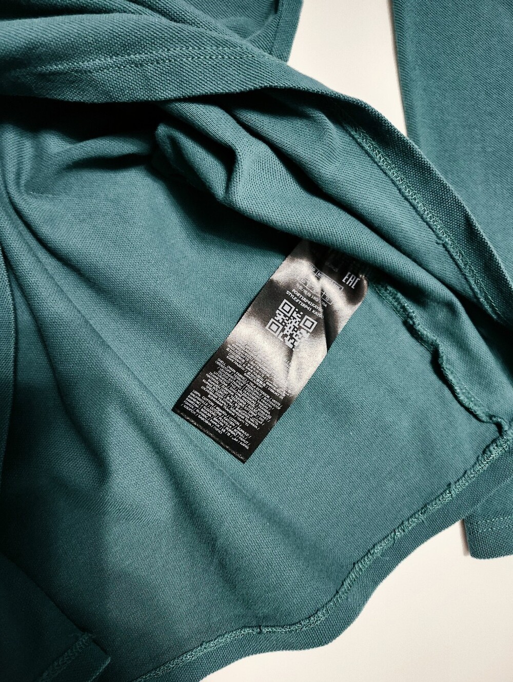 Guess Dark Green Long-Sleeve Polo Shirt with Contrast Trim size M - Picture 7 of 10